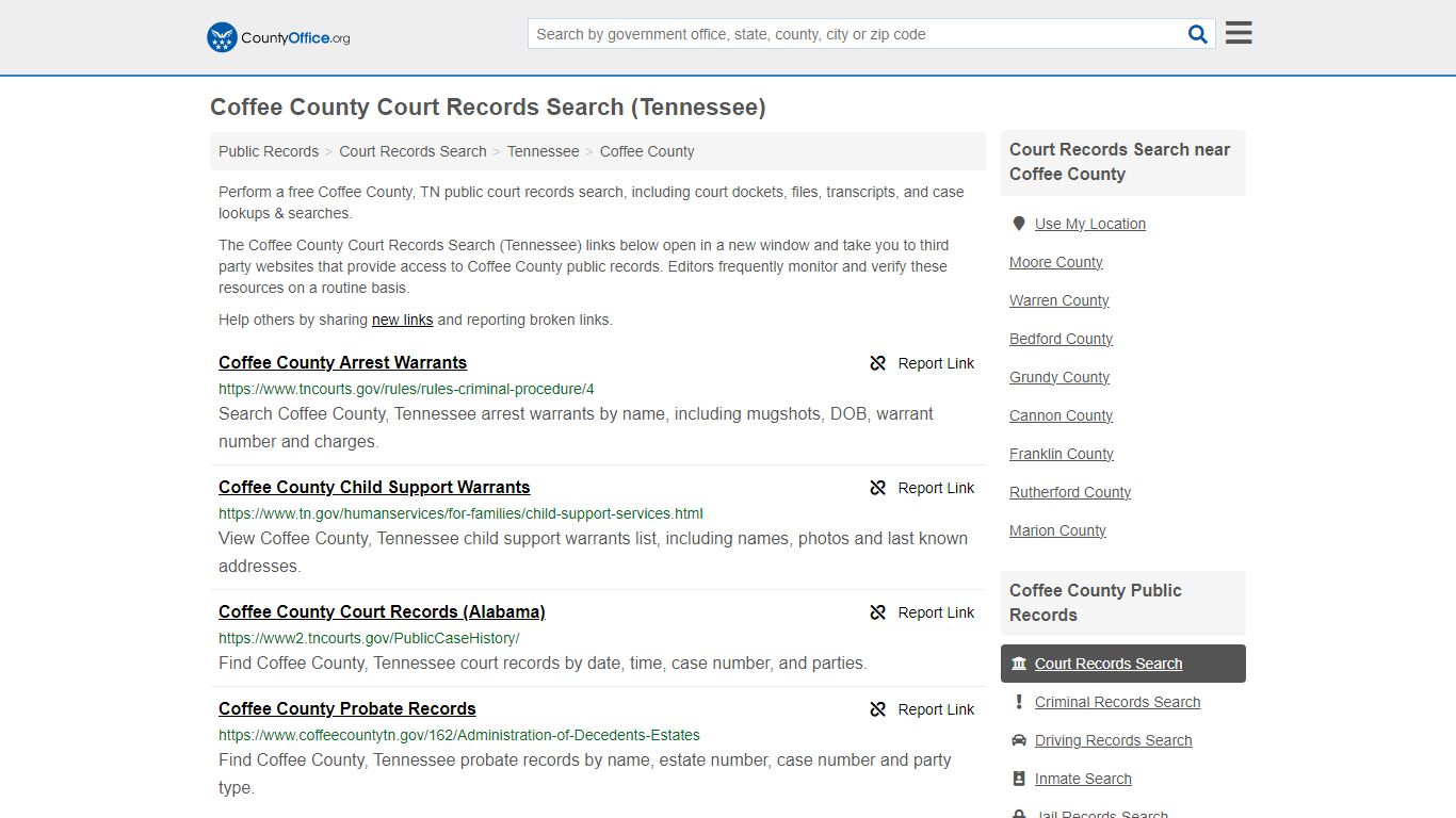 Coffee County Court Records Search (Tennessee) - County Office